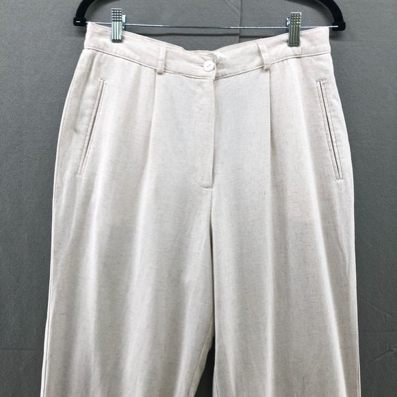Vintage High Waisted Slub Cotton Breathable Relaxed Pants Womens Size 30 Oatmeal - Picture 3 of 12
